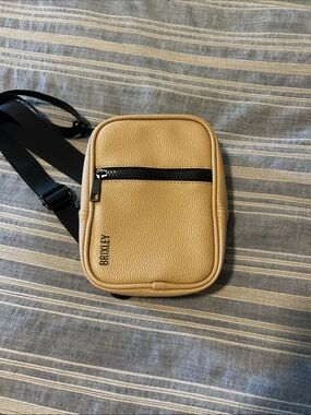 Brixley Women’s Tan Crossbody Sling Bag with Black Strap
